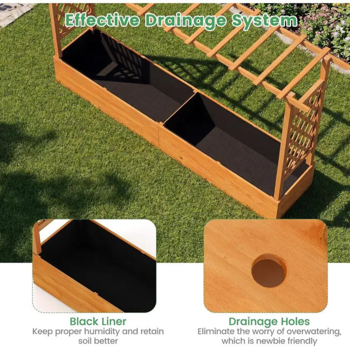 Large Raised Garden Trellis with  Bottom and Drainage Holes - Image 8