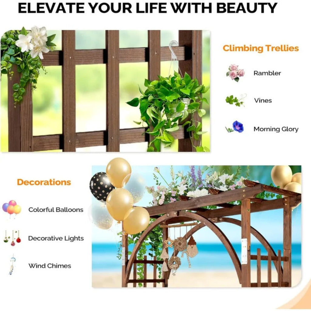 85in Wooden Garden Trellis Arbor for Garden Backyar - Image 6