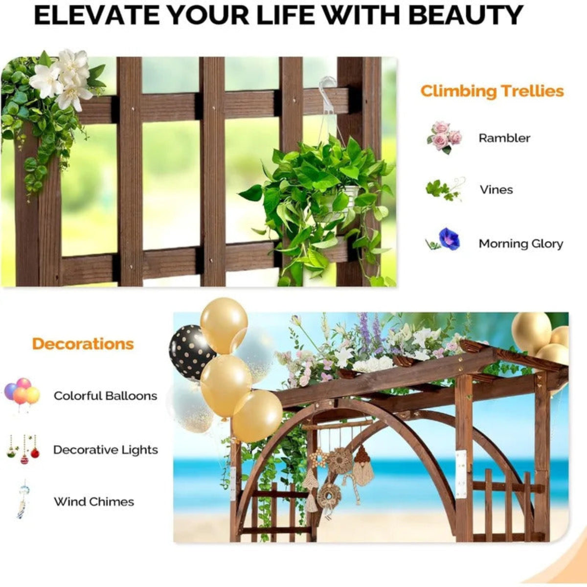 85in Wooden Garden Trellis Arbor for Garden Backyar - Image 6