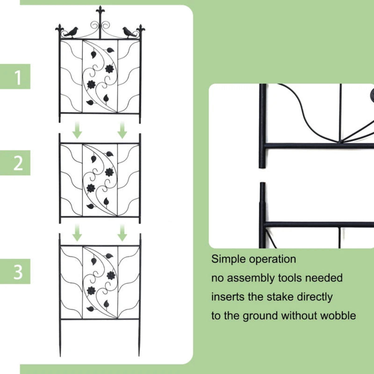 Set of 2 Metal Garden Trellis Tall Plant Climbing - Image 5