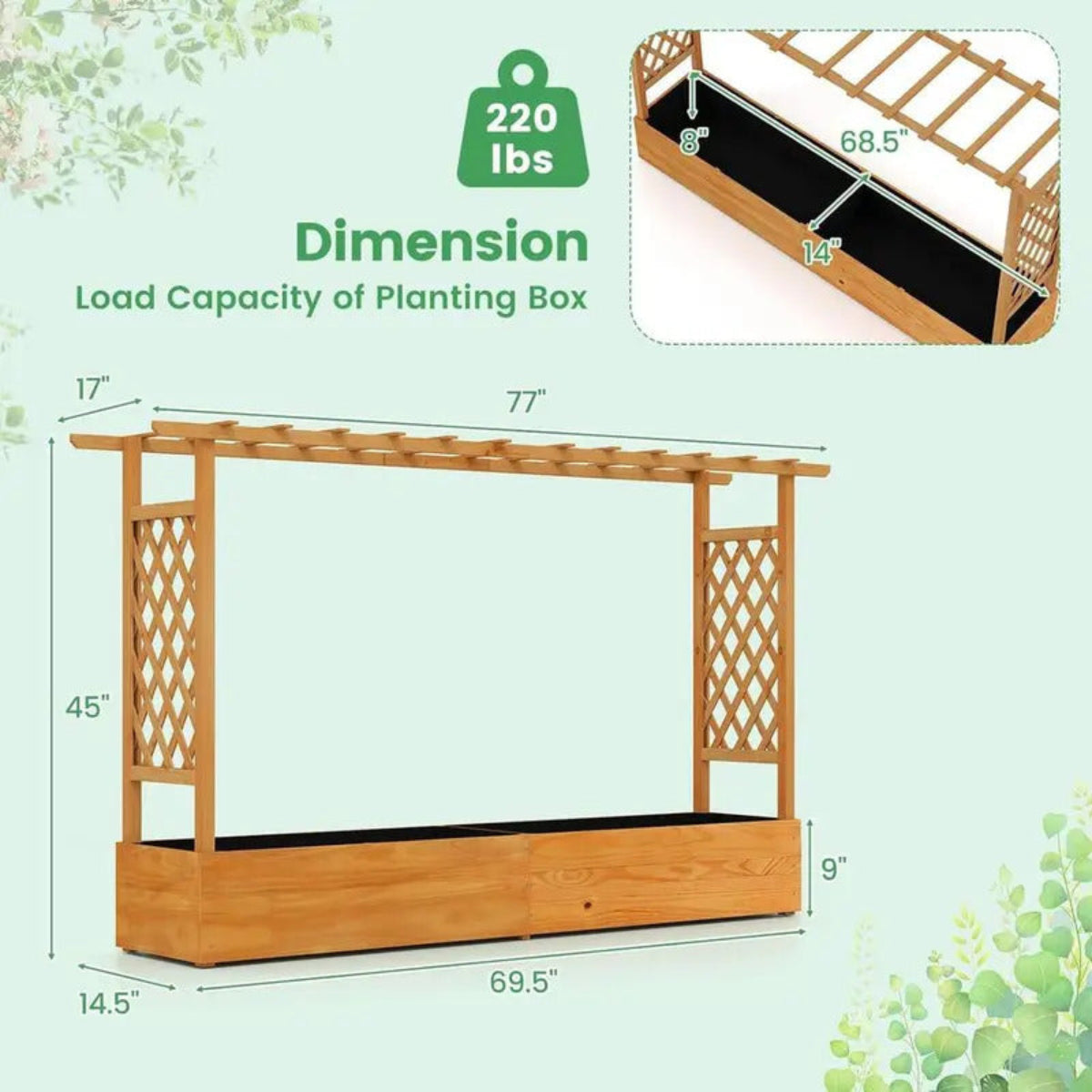 Large Raised Garden Trellis with  Bottom and Drainage Holes - Image 9