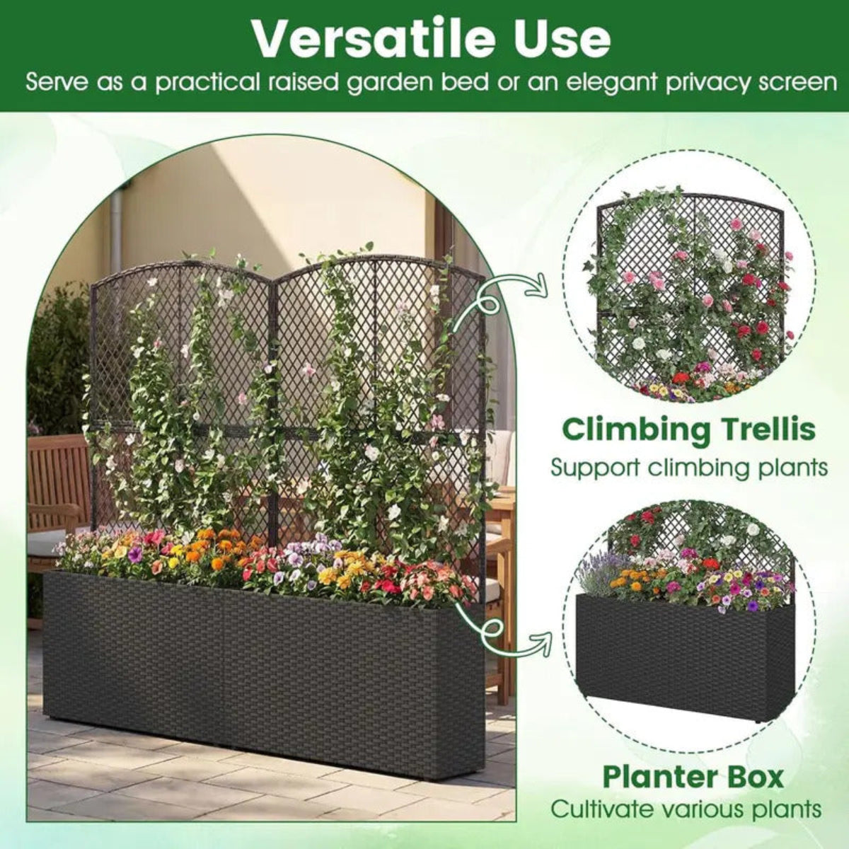 Large Raised Garden Trellis with Privacy Screenfor Balcony Yard - Image 6