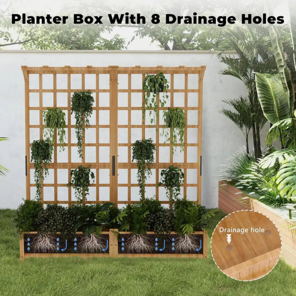 8 Holes Large Raised Garden Trellis with Hanging Roof - Image 4