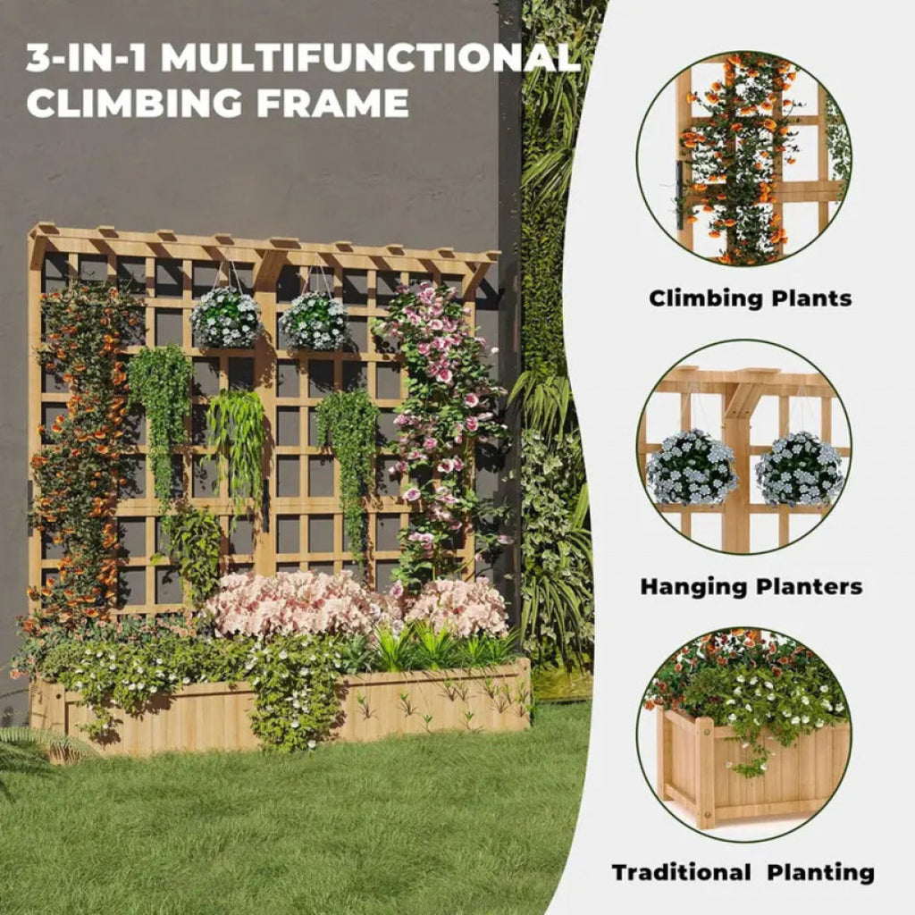 8 Holes Large Raised Garden Trellis with Hanging Roof - Image 3