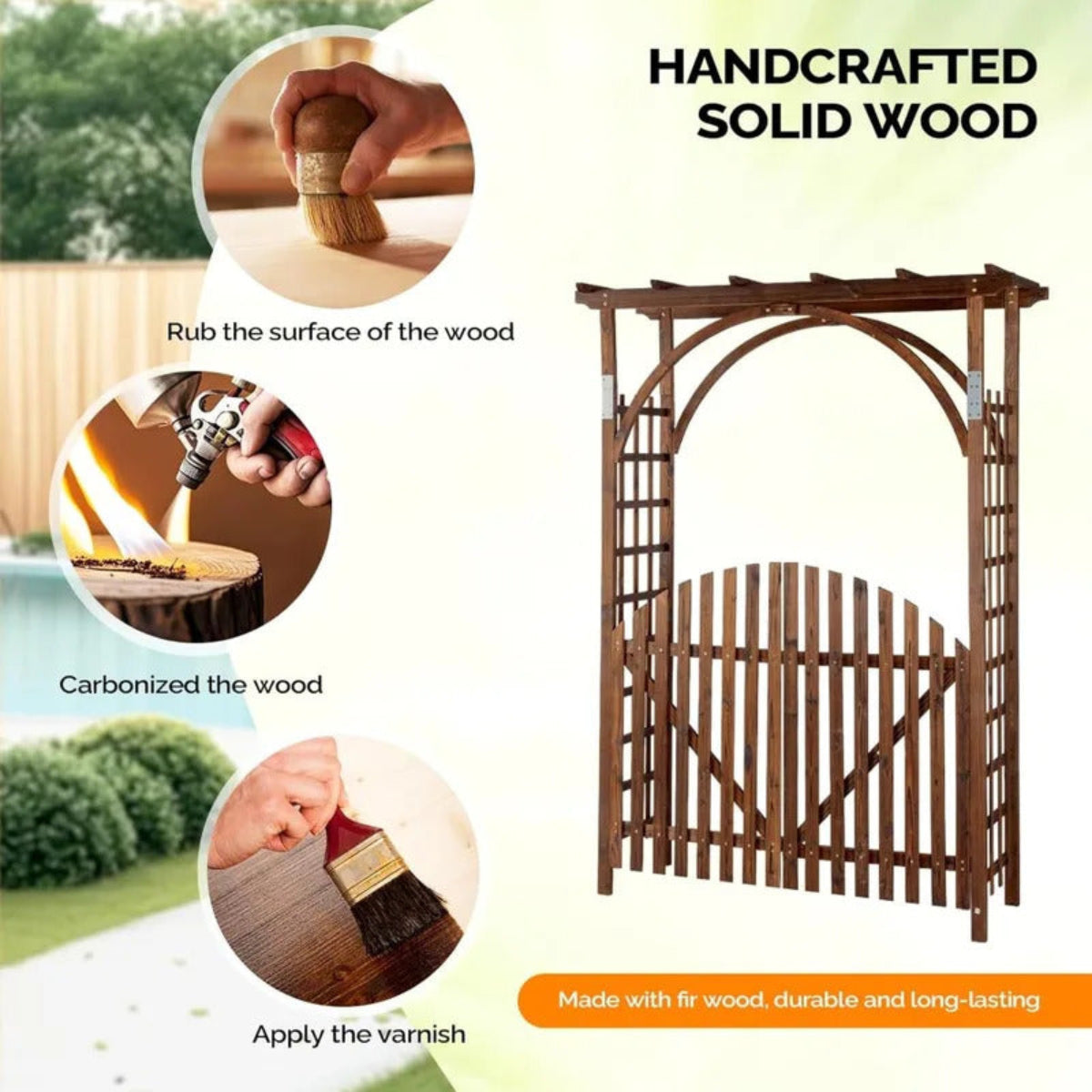 85in Wooden Garden Trellis Arbor for Garden Backyar - Image 4