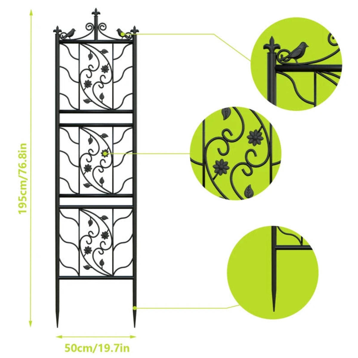 Set of 2 Metal Garden Trellis Tall Plant Climbing - Image 3