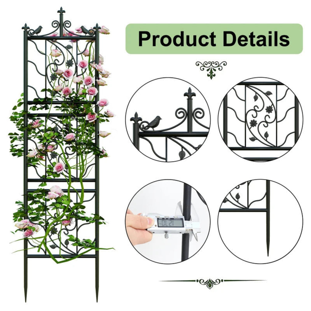 Set of 2 Metal Garden Trellis Tall Plant Climbing - Image 4