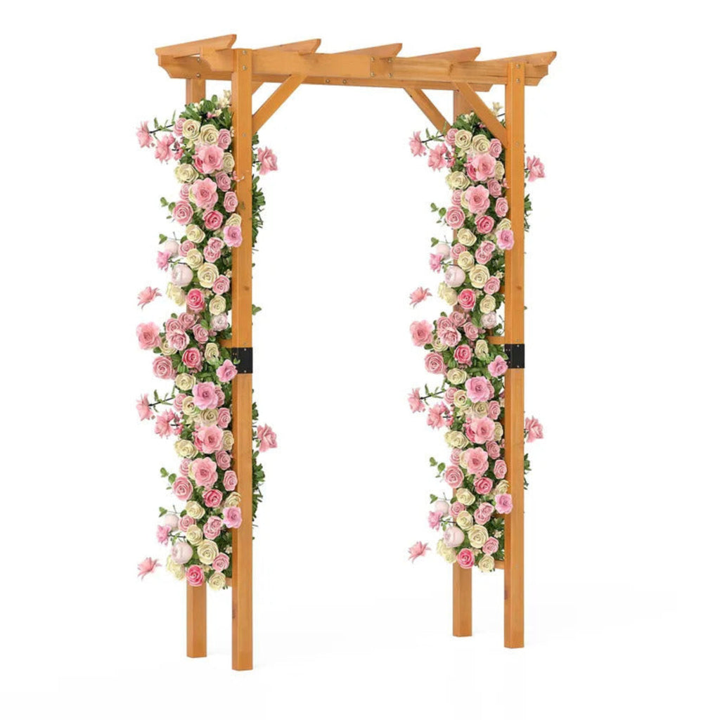 7 FT Garden Arch Wooden Trellis for Climbing Plants - Image 2