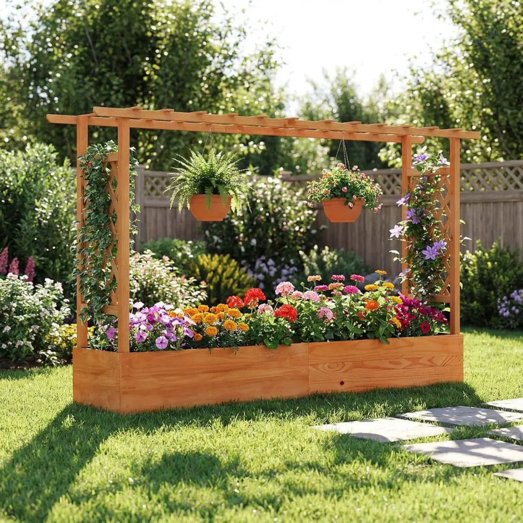 Large Raised Garden Trellis with  Bottom and Drainage Holes - Image 1