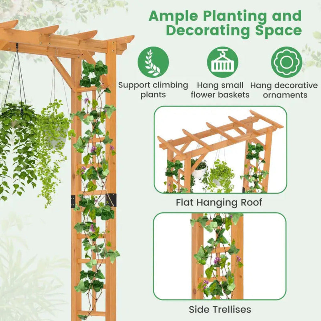 7 FT Garden Arch Wooden Trellis for Climbing Plants - Image 5