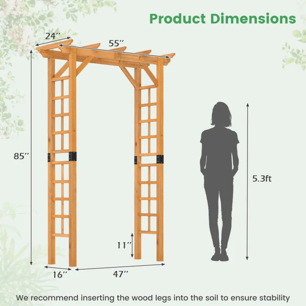 7 FT Garden Arch Wooden Trellis for Climbing Plants - Image 6