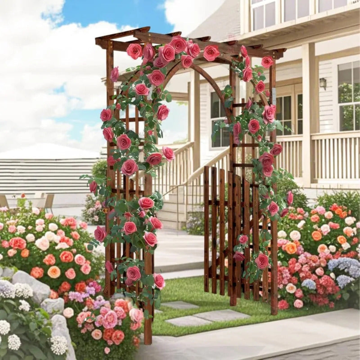 85in Wooden Garden Trellis Arbor for Garden Backyar - Image 1